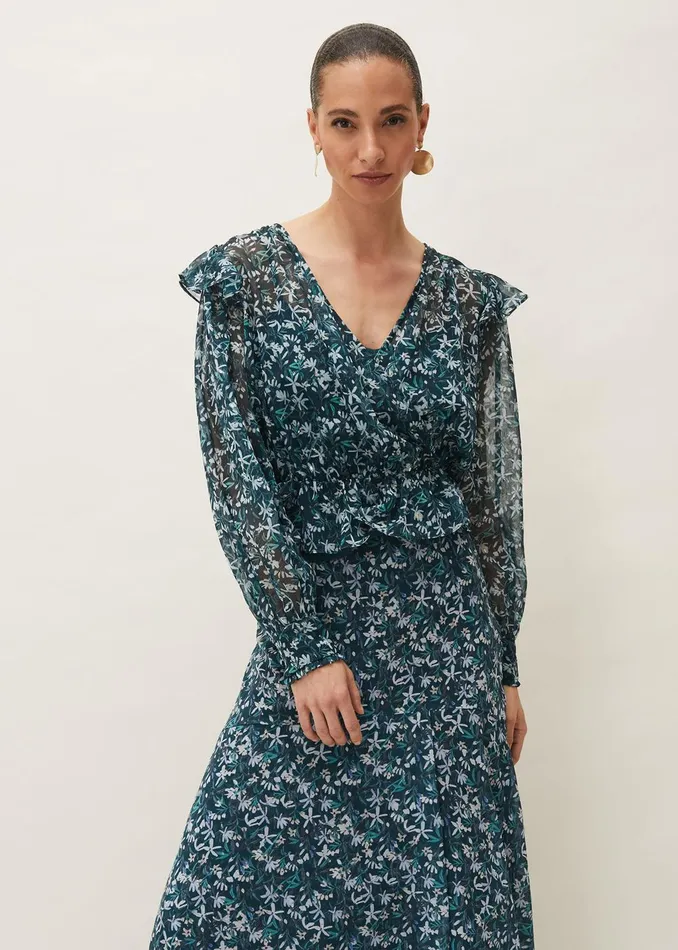 Women Phase Eight Shirts and Blouses Lola Floral Blouse Petrol