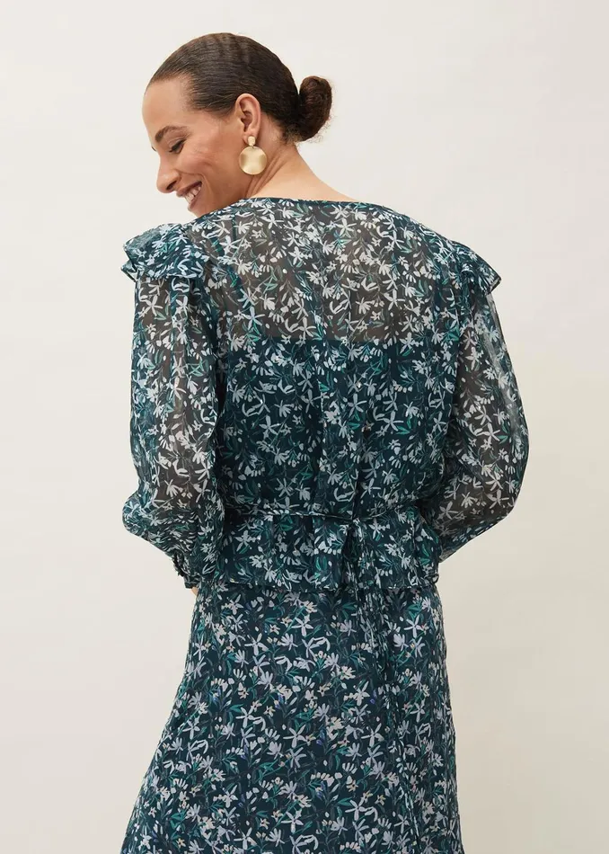 Women Phase Eight Shirts and Blouses Lola Floral Blouse Petrol