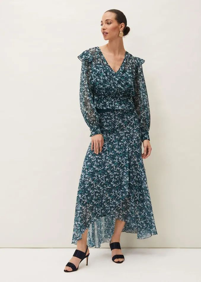 Women Phase Eight Shirts and Blouses Lola Floral Blouse Petrol