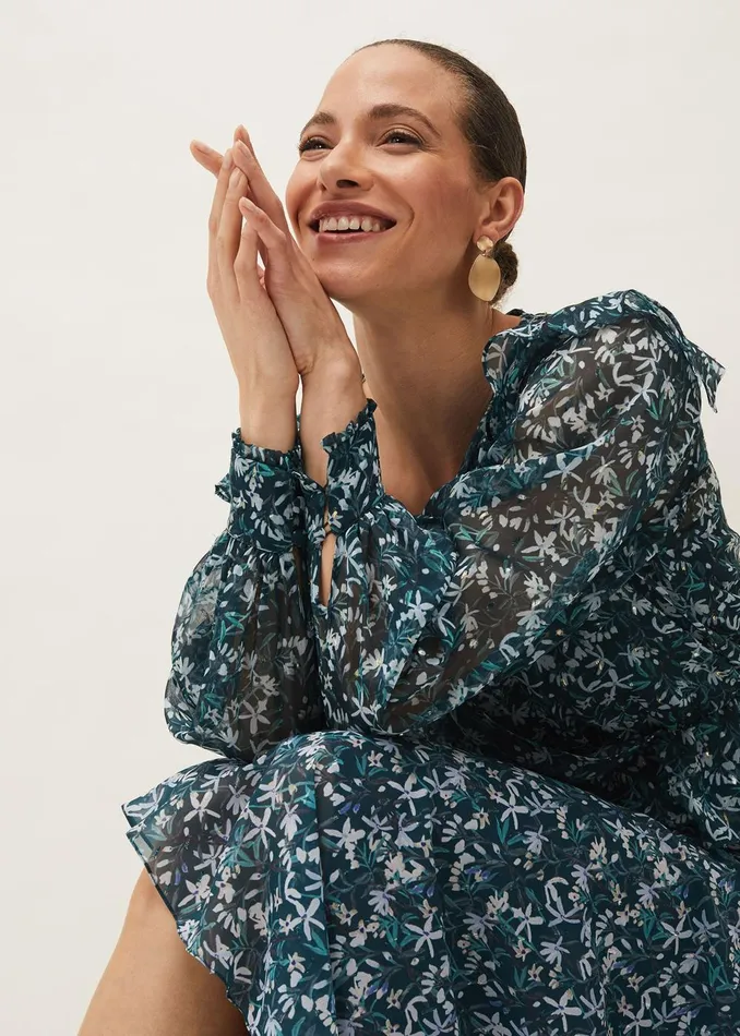Women Phase Eight Shirts and Blouses Lola Floral Blouse Petrol