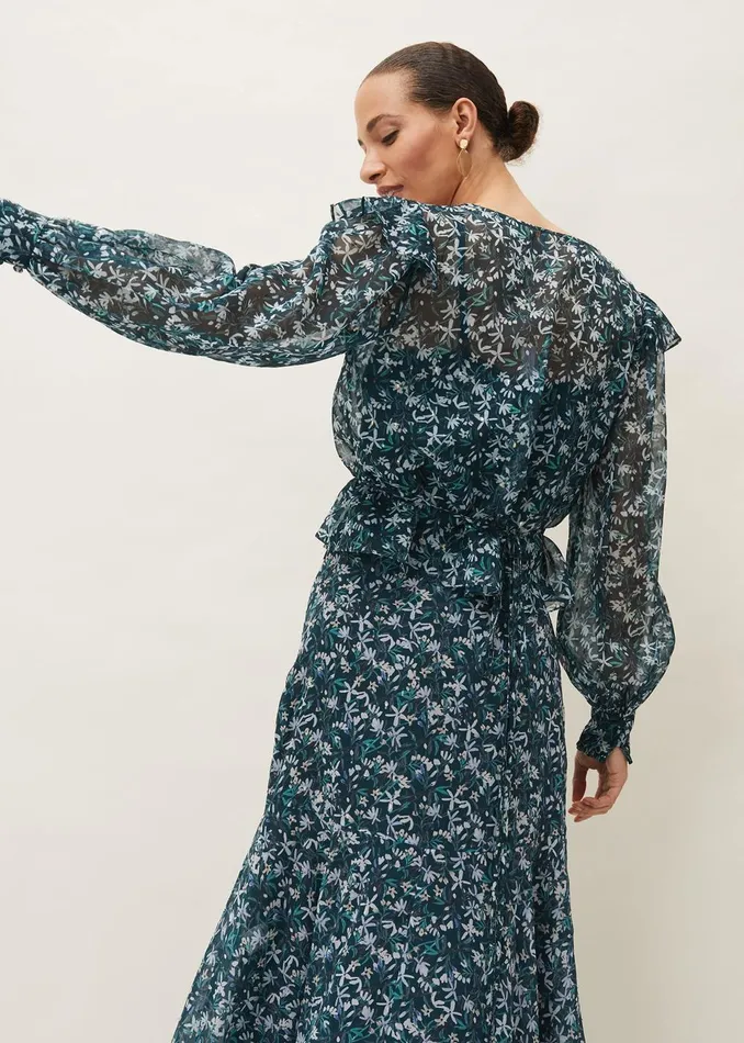 Women Phase Eight Shirts and Blouses Lola Floral Blouse Petrol