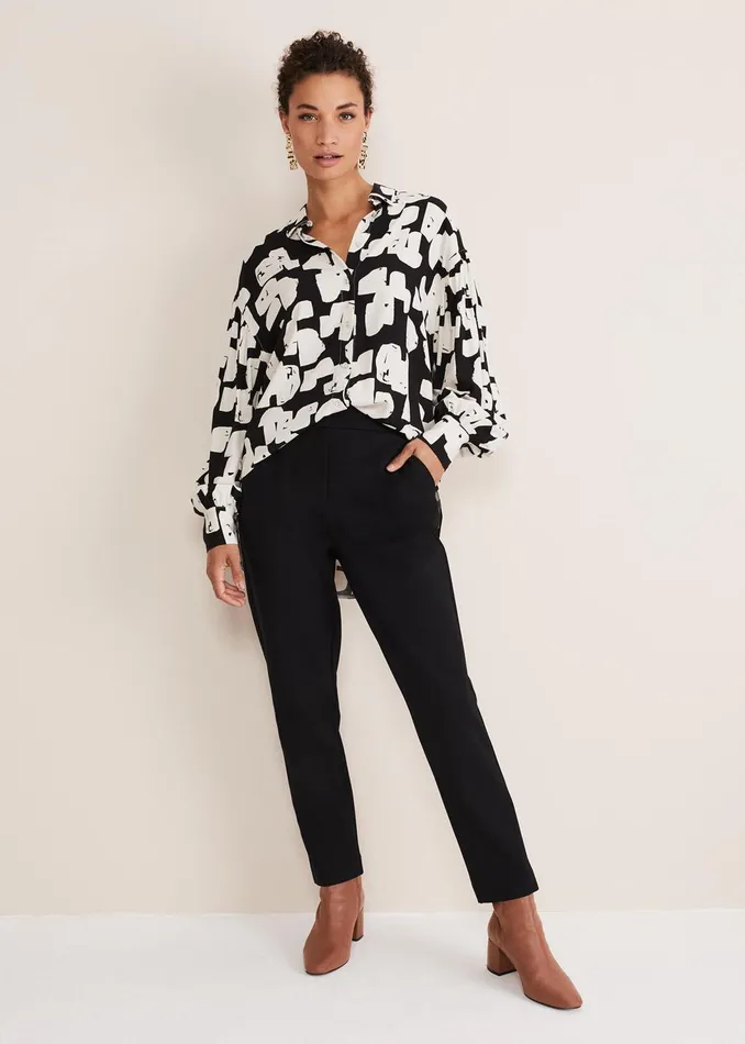 Women Phase Eight Shirts and Blouses Luana Geo Print Blouse Blackcream