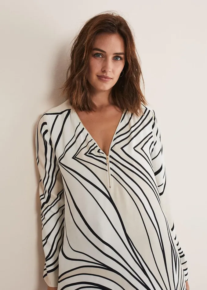 Women Phase Eight Shirts and Blouses Macie Zip Blouse Blackcream