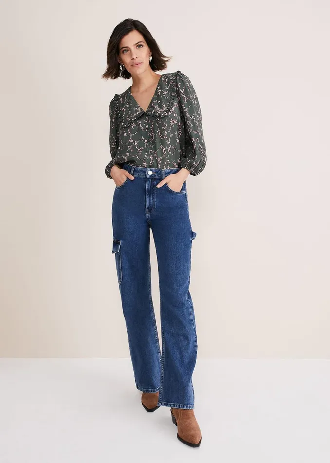 Women Phase Eight Shirts and Blouses Marble Collar Blouse Carbonmulti