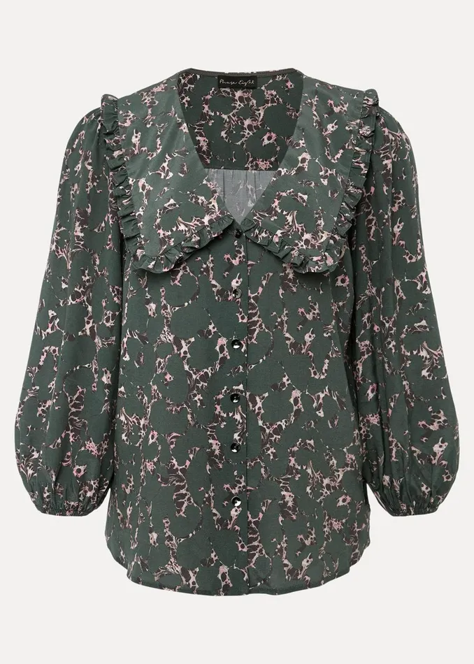 Women Phase Eight Shirts and Blouses Marble Collar Blouse Carbonmulti