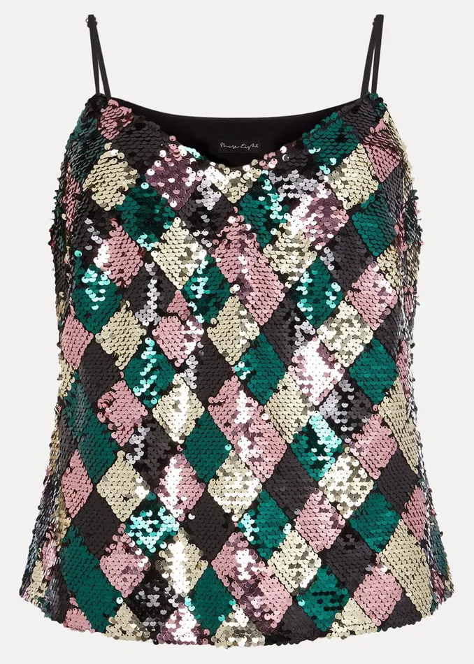 Women Phase Eight Shirts and Blouses Mari Diamond Sequin Camisole CoOrd Multicoloured