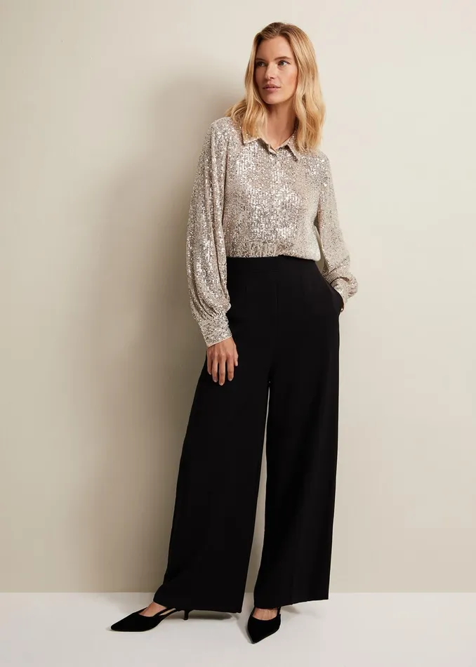 Women Phase Eight Shirts and Blouses Medora Sequin Shirt Oyster