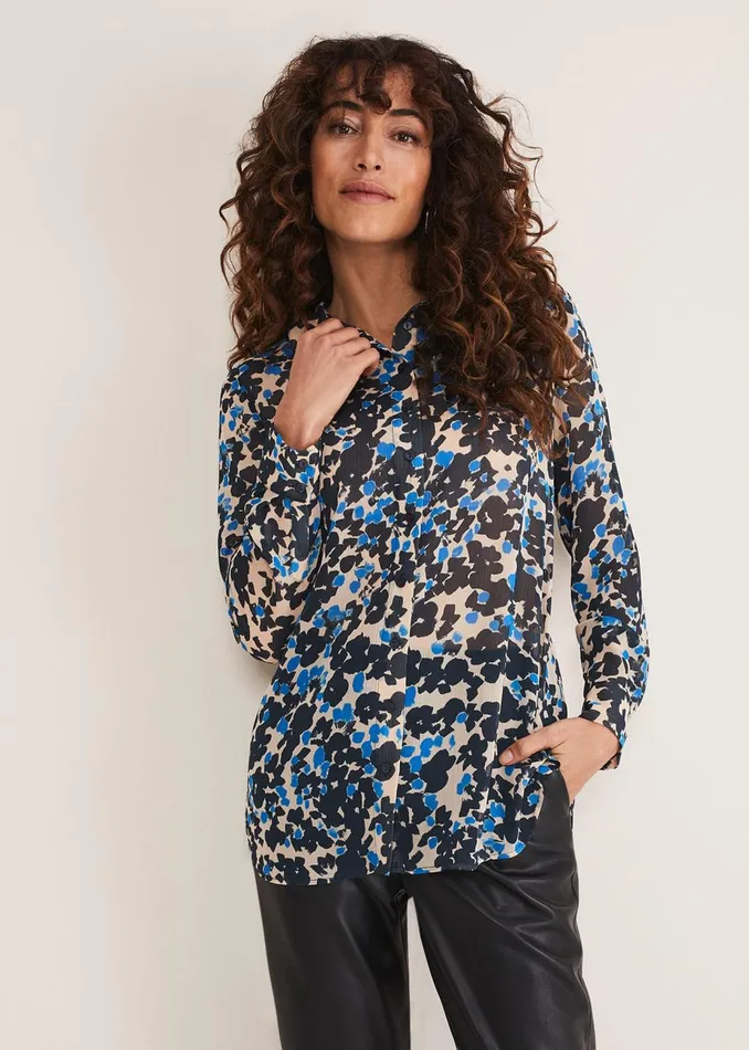 Women Phase Eight Shirts and Blouses Nell Floral Shirt Blue Multi