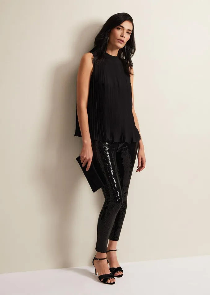 Women Phase Eight Shirts and Blouses Nina Pleat Blouse Black