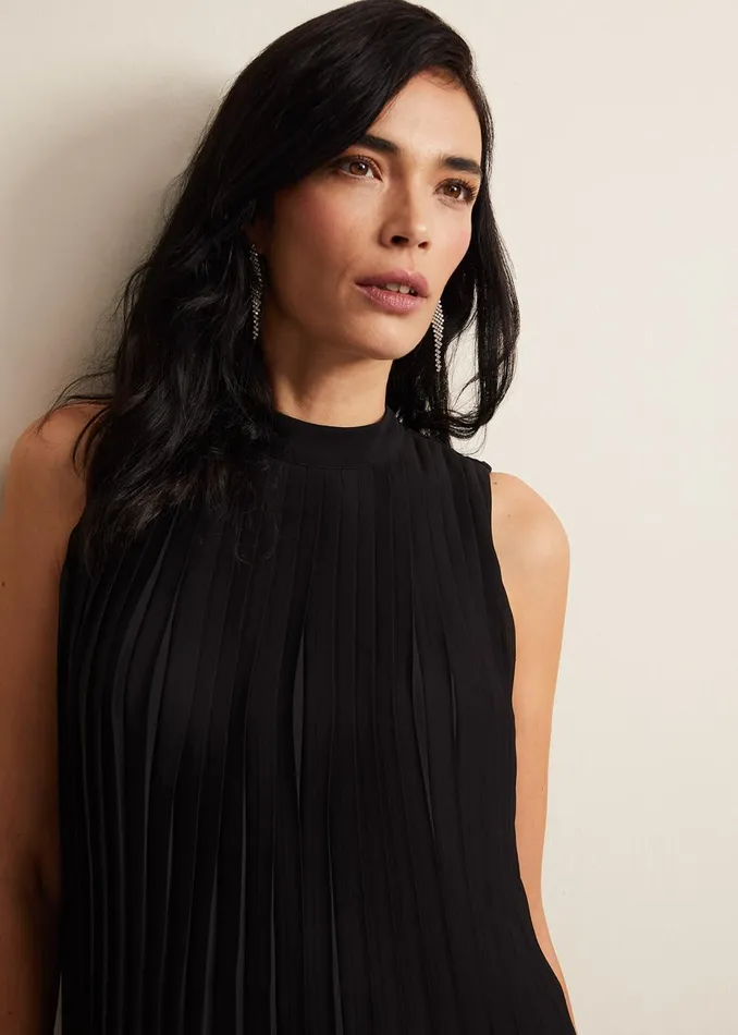 Women Phase Eight Shirts and Blouses Nina Pleat Blouse Black