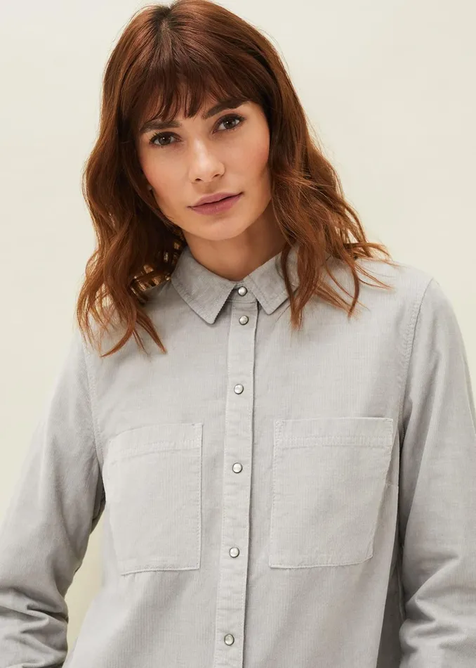 Women Phase Eight Shirts and Blouses Peggie Corduroy Oversized Shirt Mint