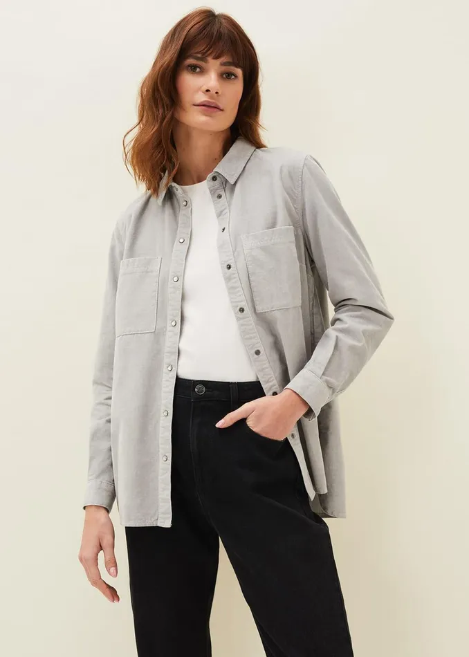 Women Phase Eight Shirts and Blouses Peggie Corduroy Oversized Shirt Mint