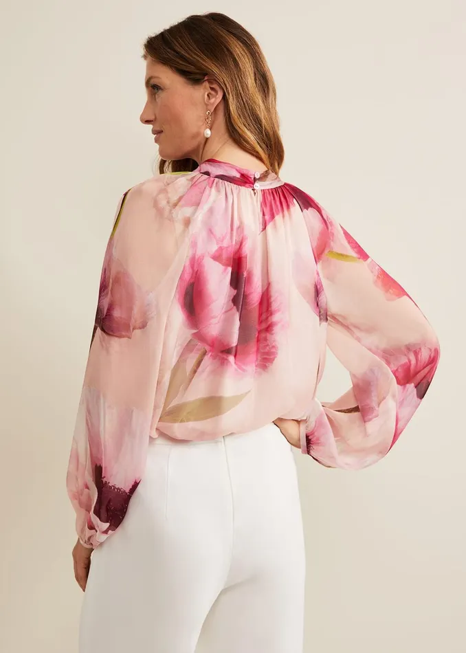 Women Phase Eight Shirts and Blouses Poppy Silk Blouse Pale Pink
