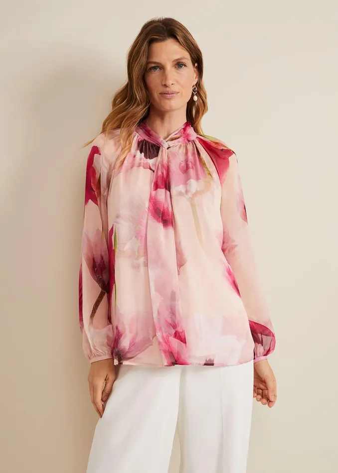 Women Phase Eight Shirts and Blouses Poppy Silk Blouse Pale Pink