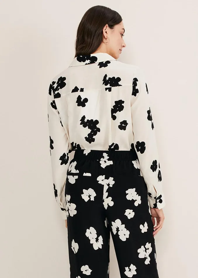 Women Phase Eight Shirts and Blouses Rae Floral Longline Shirt Blackivory