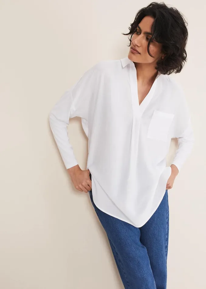 Women Phase Eight Shirts and Blouses Saskia Woven Front Shirt White