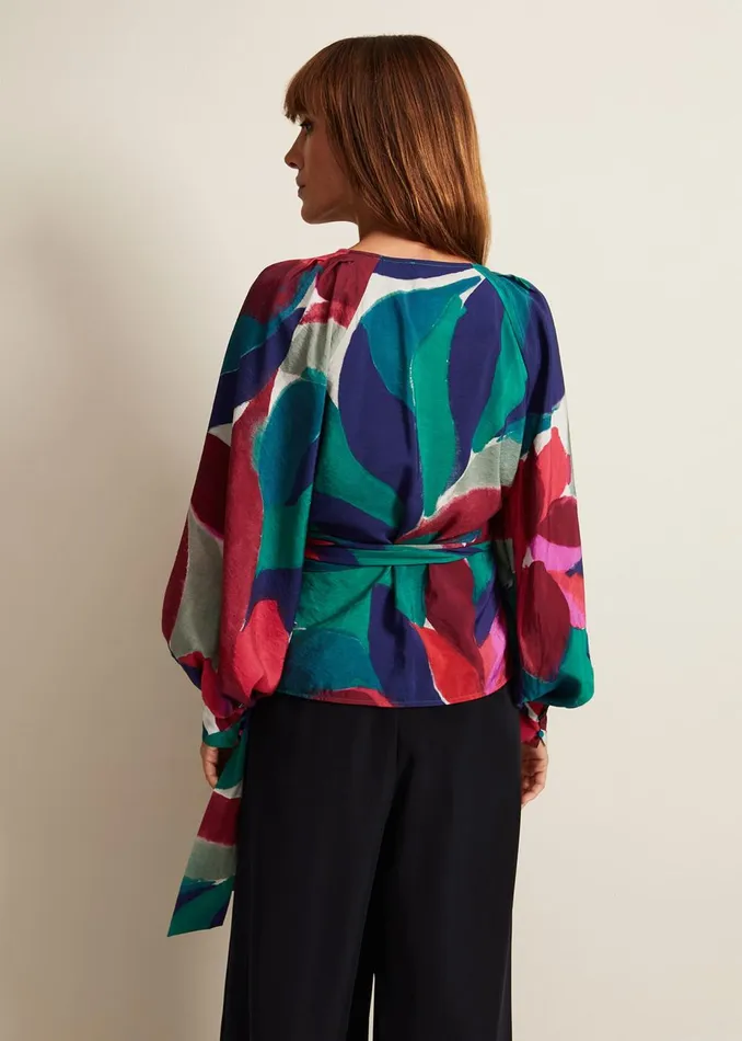 Women Phase Eight Shirts and Blouses Shalni Abstract Floral Wrap Top Multicoloured