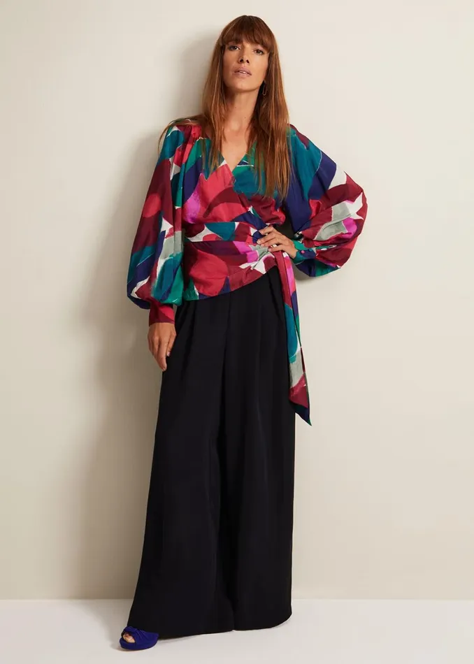 Women Phase Eight Shirts and Blouses Shalni Abstract Floral Wrap Top Multicoloured