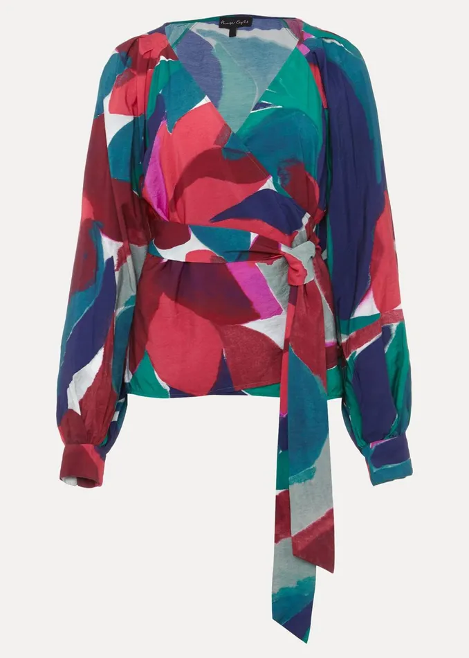 Women Phase Eight Shirts and Blouses Shalni Abstract Floral Wrap Top Multicoloured