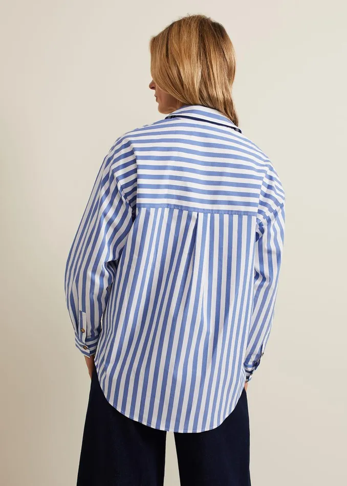 Women Phase Eight Shirts and Blouses Stripe Shirt Blue