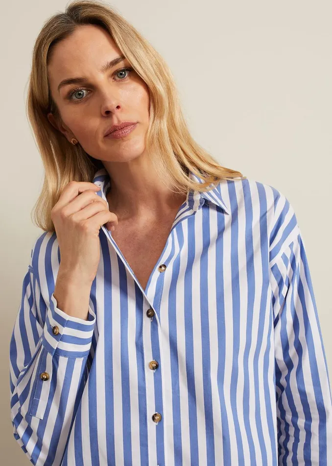 Women Phase Eight Shirts and Blouses Stripe Shirt Blue