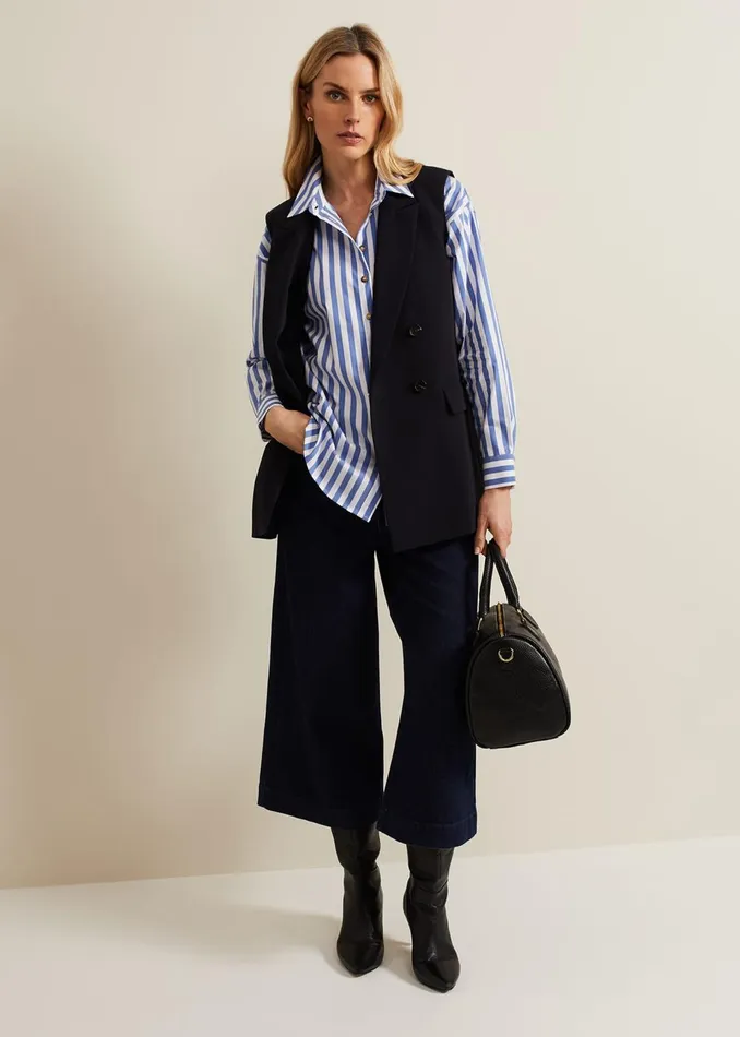 Women Phase Eight Shirts and Blouses Stripe Shirt Blue