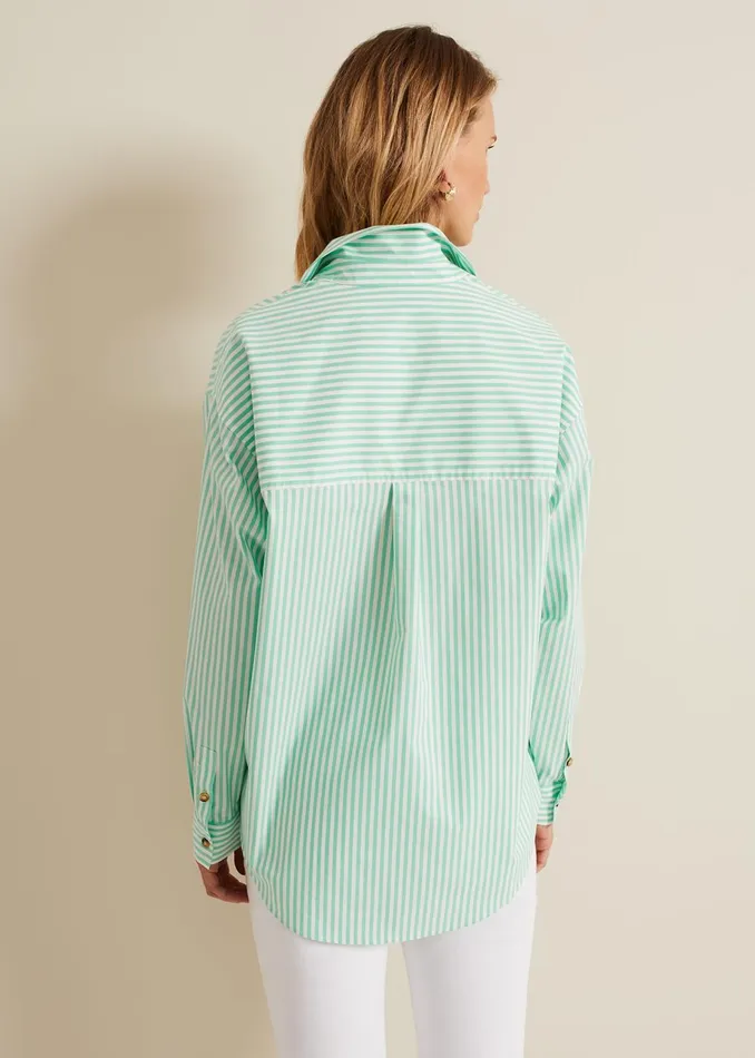 Women Phase Eight Shirts and Blouses Stripe Shirt Greenivory