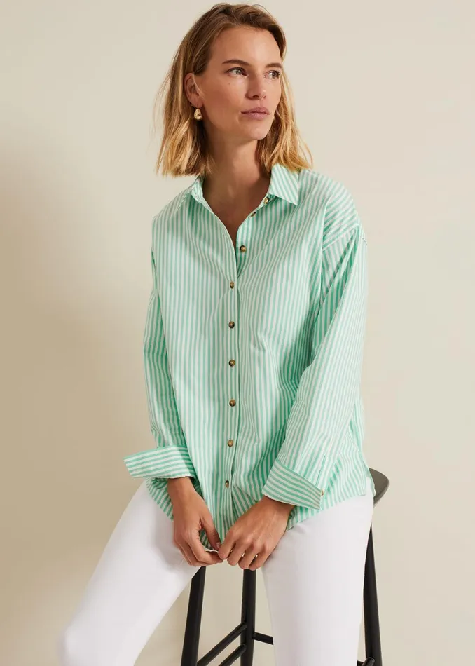 Women Phase Eight Shirts and Blouses Stripe Shirt Greenivory