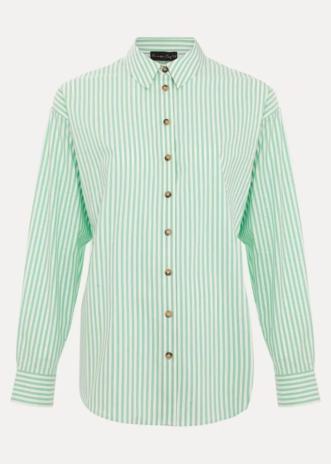 Women Phase Eight Shirts and Blouses Stripe Shirt Greenivory