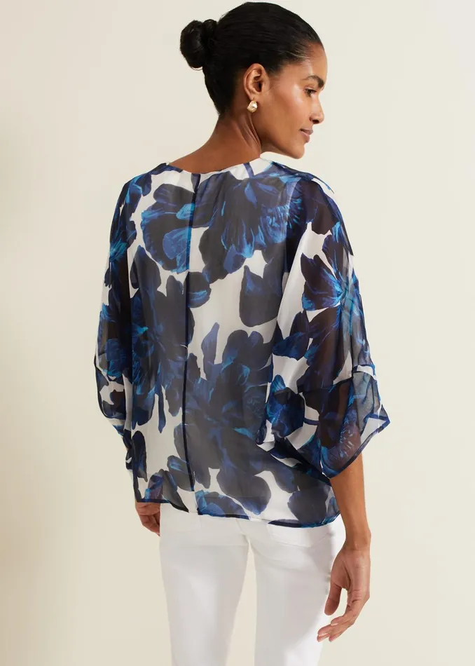 Women Phase Eight Shirts and Blouses Syra Silk Blouse Blue