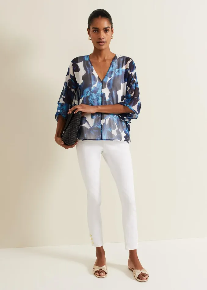 Women Phase Eight Shirts and Blouses Syra Silk Blouse Blue
