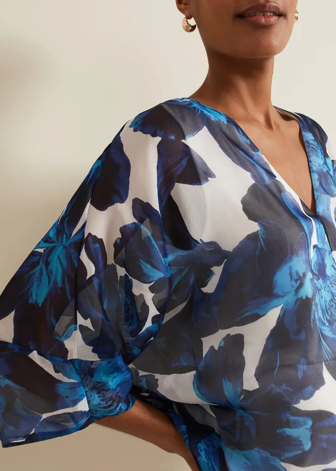 Women Phase Eight Shirts and Blouses Syra Silk Blouse Blue