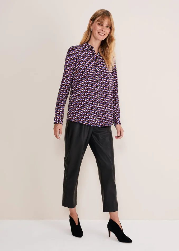 Women Phase Eight Shirts and Blouses Tanjina Geo Shirt Orangeblue