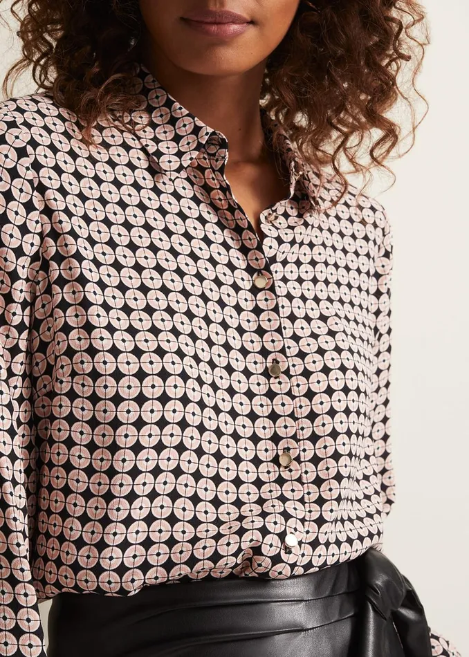 Women Phase Eight Shirts and Blouses Tanyel Geo Shirt Black Multi