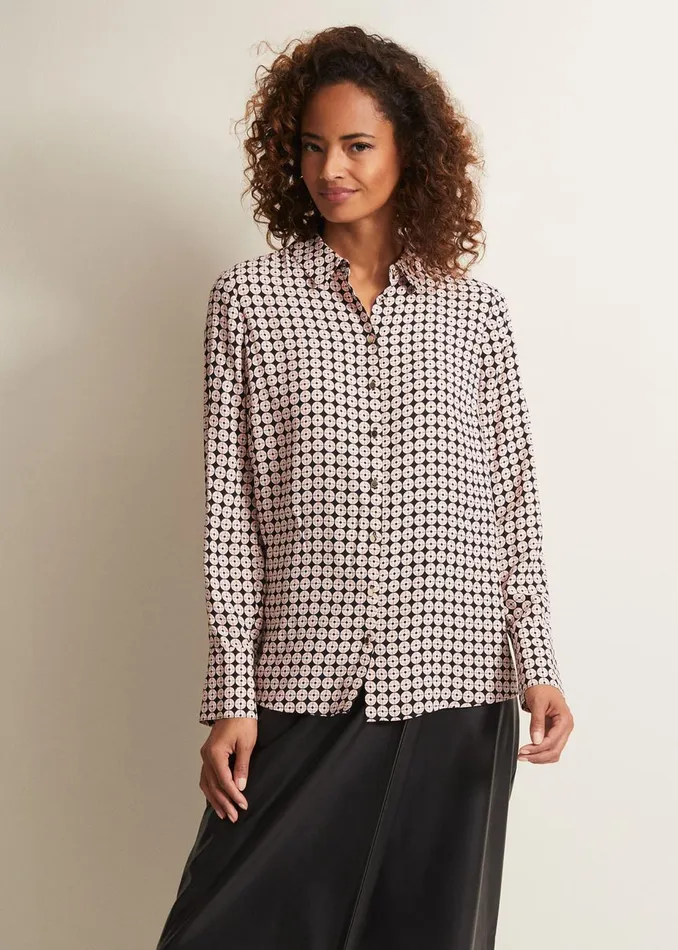 Women Phase Eight Shirts and Blouses Tanyel Geo Shirt Black Multi