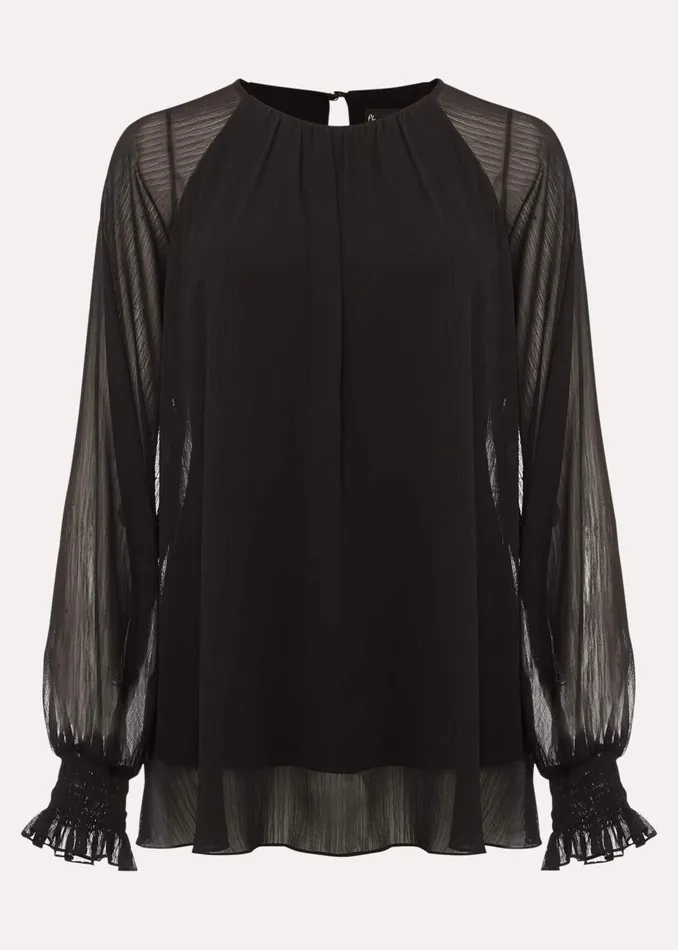 Women Phase Eight Tops and TShirts Aria Chiffon Double Layer Top Black
