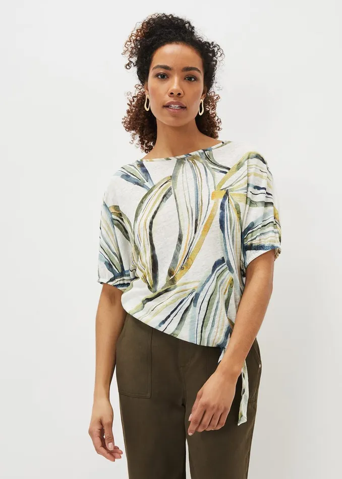 Women Phase Eight Tops and TShirts Caraline Linen Botanical Print Top Ivory Multi
