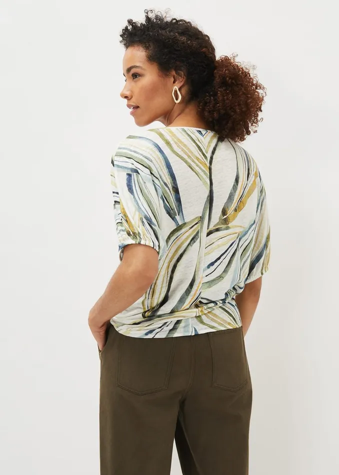 Women Phase Eight Tops and TShirts Caraline Linen Botanical Print Top Ivory Multi