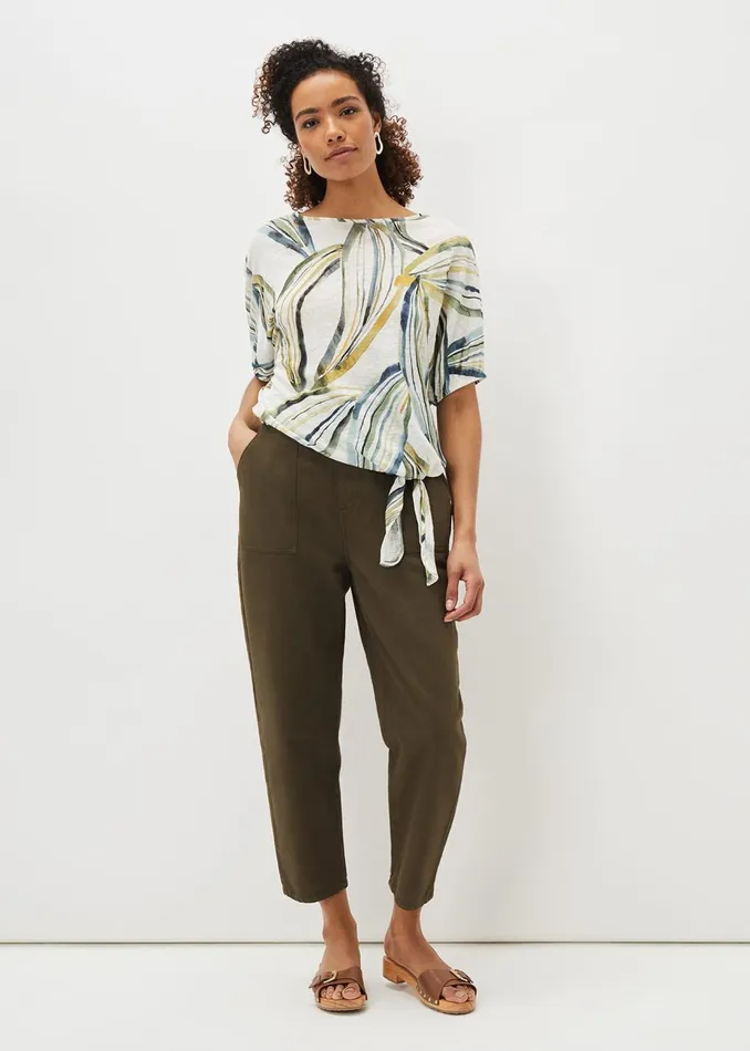 Women Phase Eight Tops and TShirts Caraline Linen Botanical Print Top Ivory Multi
