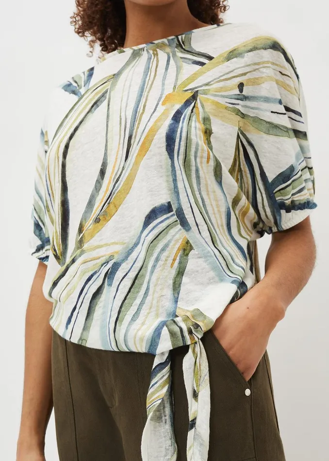 Women Phase Eight Tops and TShirts Caraline Linen Botanical Print Top Ivory Multi