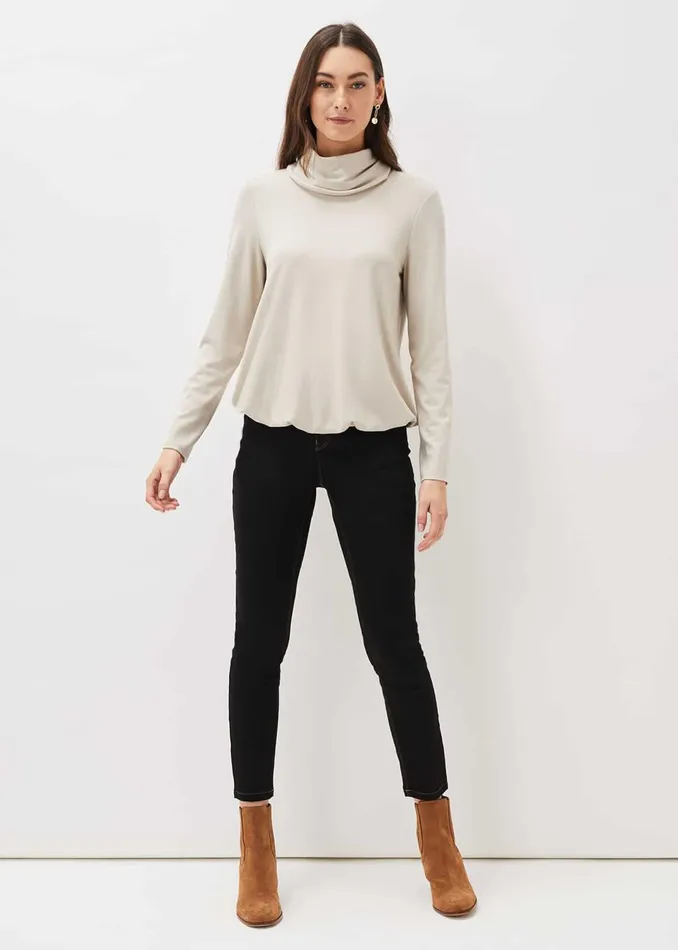 Women Phase Eight Tops and TShirts Elia Cowl Neck Blouson Top Stone