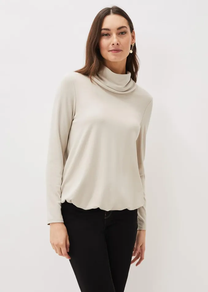 Women Phase Eight Tops and TShirts Elia Cowl Neck Blouson Top Stone