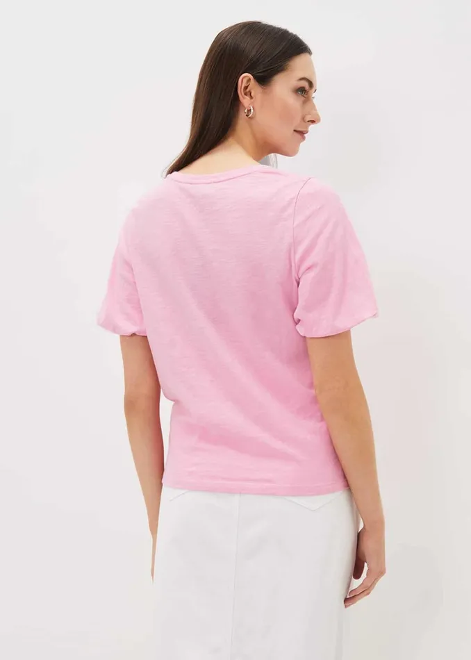 Women Phase Eight Tops and TShirts Elspeth Cotton Puff Sleeve Top Peony