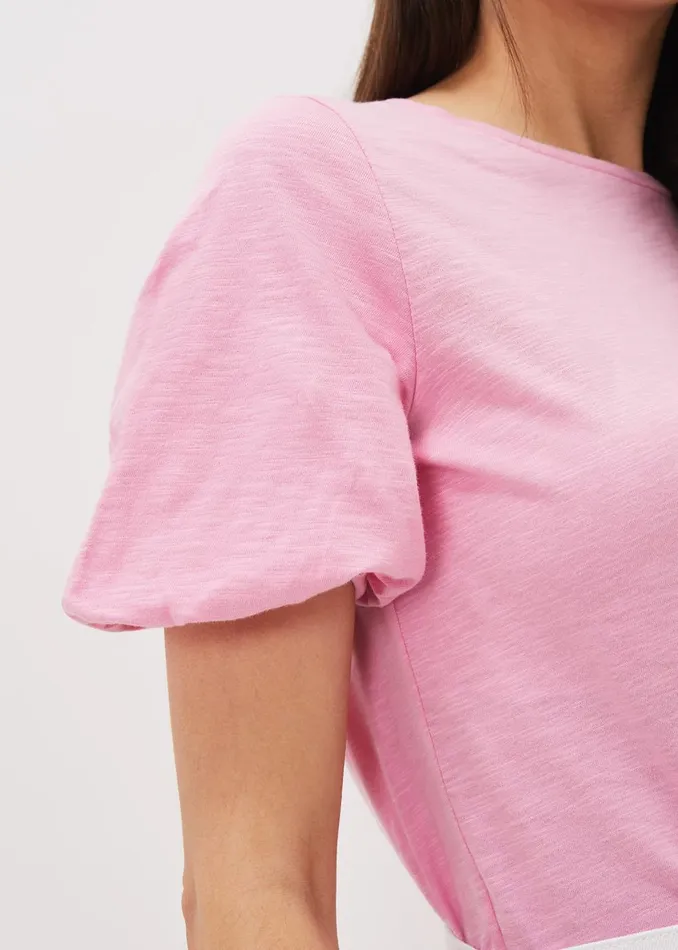 Women Phase Eight Tops and TShirts Elspeth Cotton Puff Sleeve Top Peony