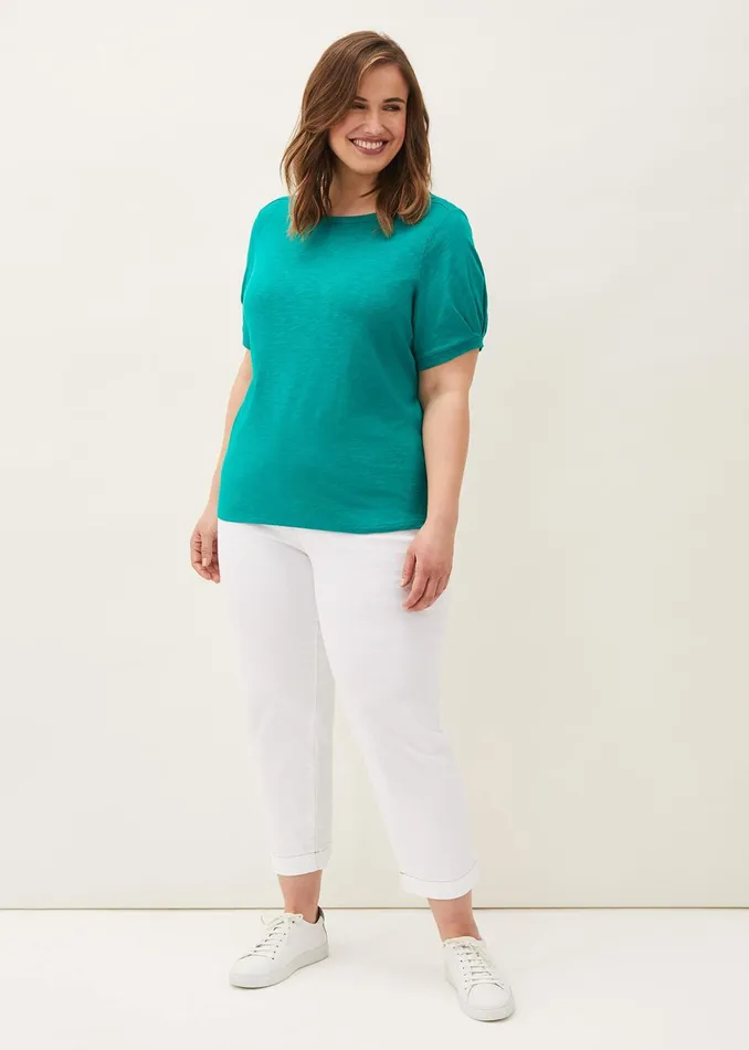 Women Phase Eight Tops and TShirts Elspeth Pleat Sleeve Top Green