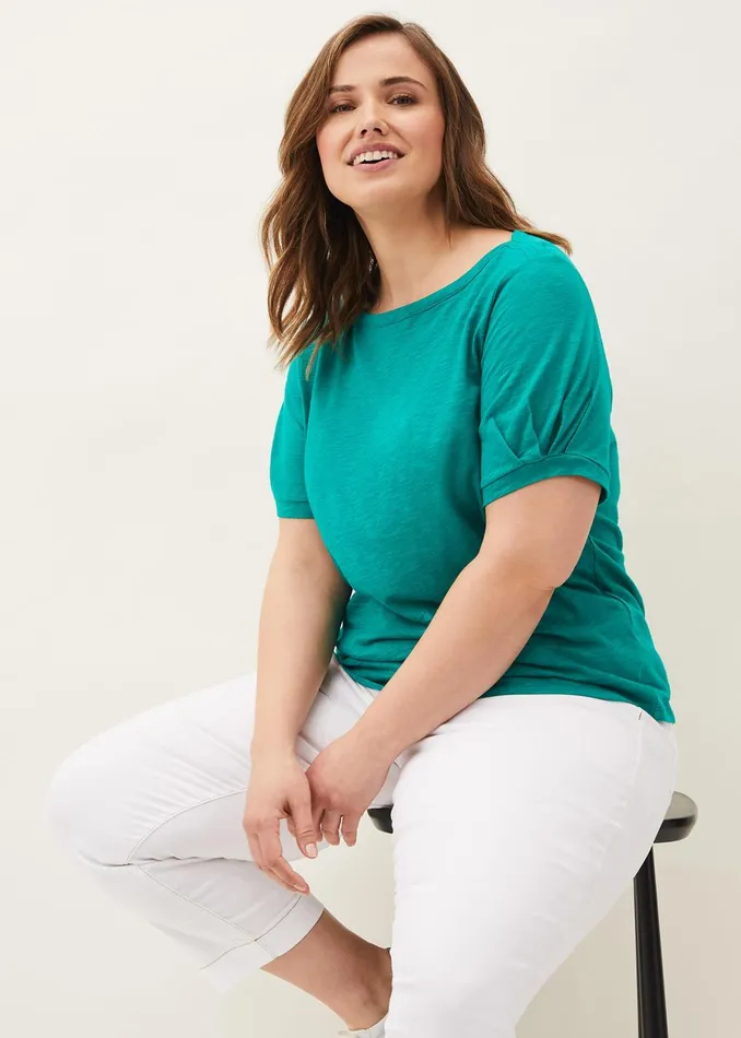 Women Phase Eight Tops and TShirts Elspeth Pleat Sleeve Top Green