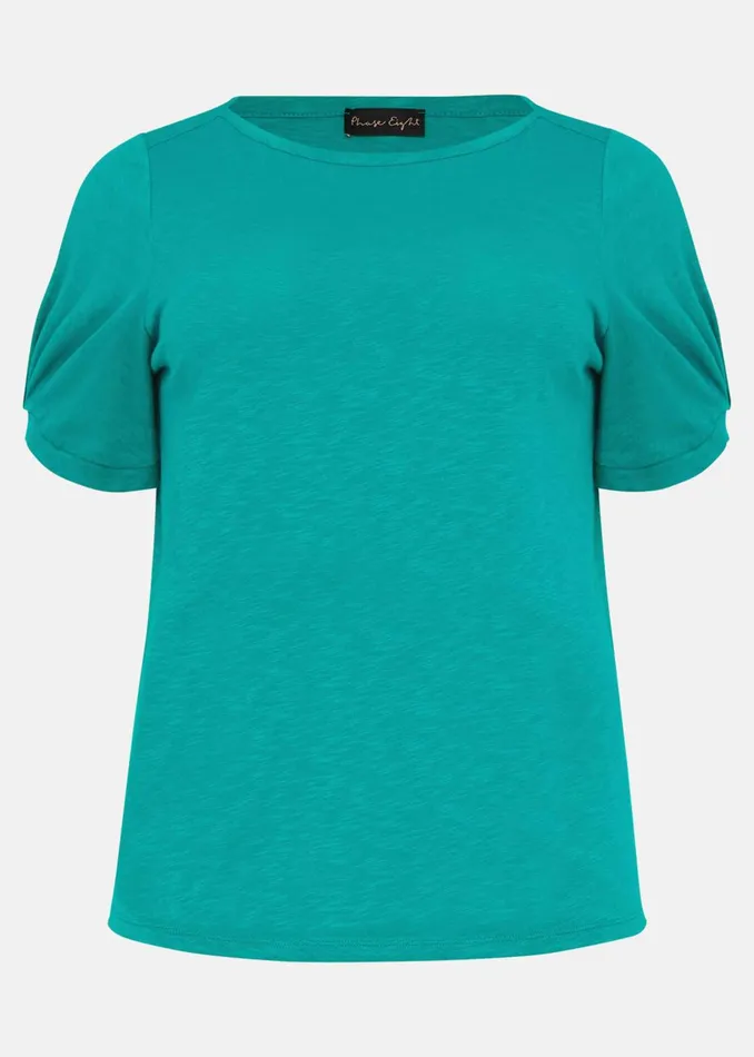 Women Phase Eight Tops and TShirts Elspeth Pleat Sleeve Top Green