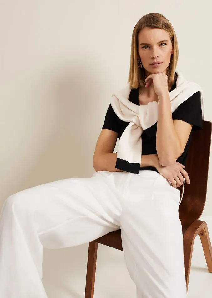 Women Phase Eight Tops and TShirts Elspeth V Neck Top Black