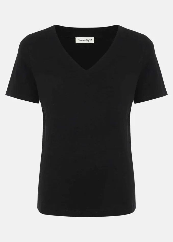Women Phase Eight Tops and TShirts Elspeth V Neck Top Black