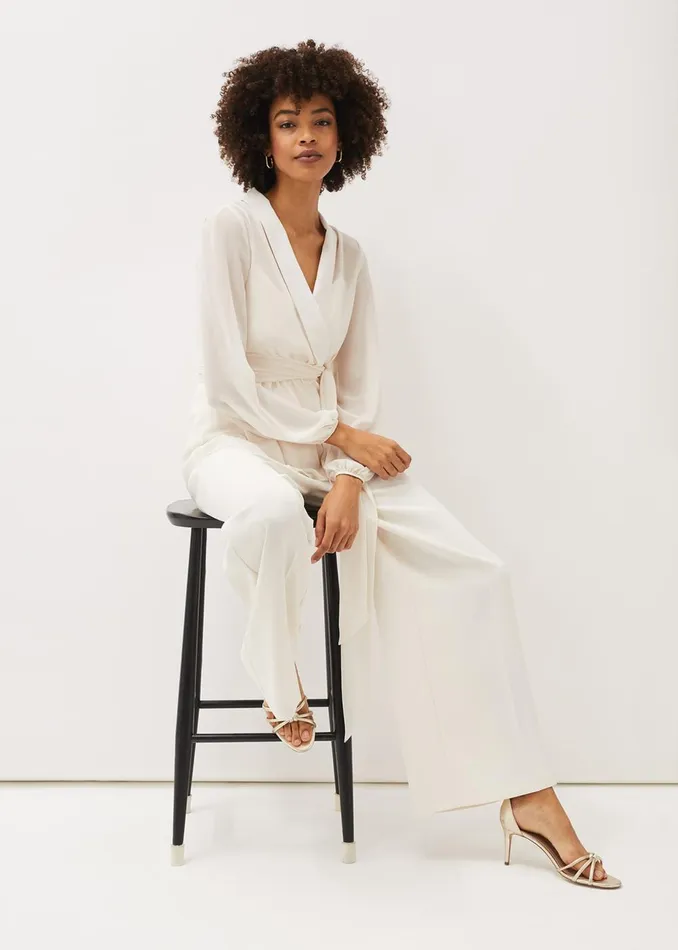 Women Phase Eight Tops and TShirts Florentine SemiSheer Wrap Top Buttermilk